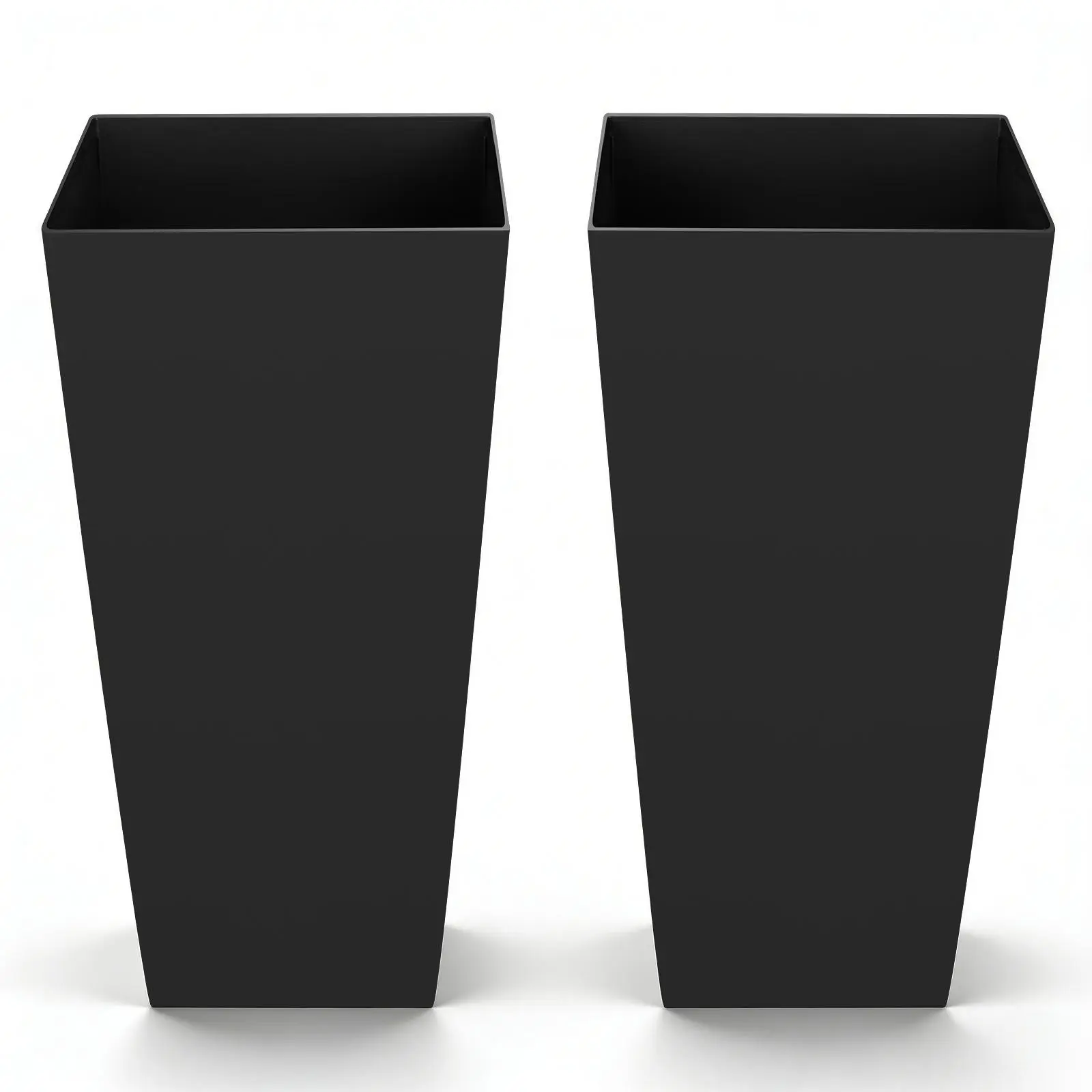 【SummerFinds】VEVOR Tall Planters Set of 2, 26 Inch Large Outdoor Taper Planters for Outdoor Indoor Plants, Front Porch Plastic Modern Flower Pots with Casters, Inner Pot & Drainage Holes for Patio, Garden, Black