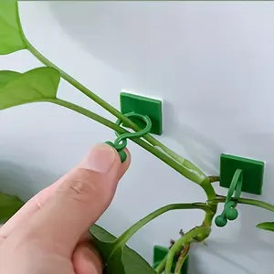 12/24PCS self-adhesive plant climbing wall fixing clip, indoor/outdoor wall-mounted hook, with green leaf design, self-adhesive mini plant wall clip bracket, suitable for indoor and outdoor decoration, plant vines, dill, Indoor Plant Trellis