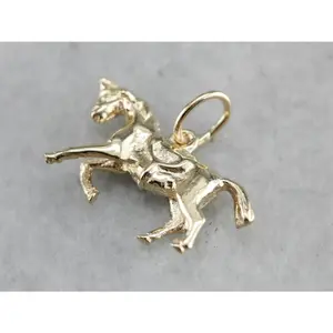 Vintage Galloping Horse Gold Charm