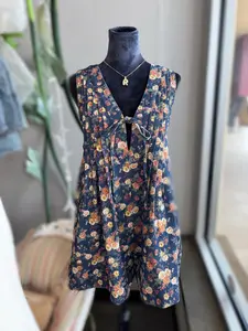 Denim Floral Romper