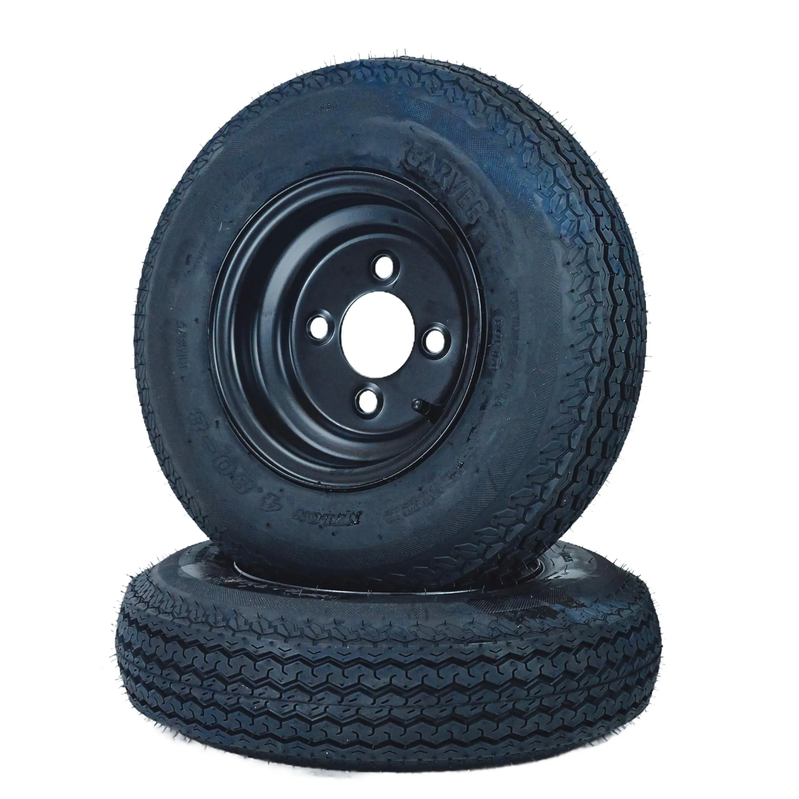 2-Pack Trailer Tire on Rim 4.80-8 480-8 4.80x8 Trailer Tires and 4 Lug on 4 in PCD 8 in Wheels 6PR Black