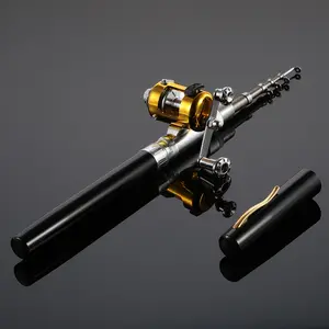 Fishing Rod Reel Combo Set Mini Telescopic Portable Pocket Pen Fishing Rod Pole + Reel Aluminum Alloy Fishing Line Soft Lures Baits Jig Hooks