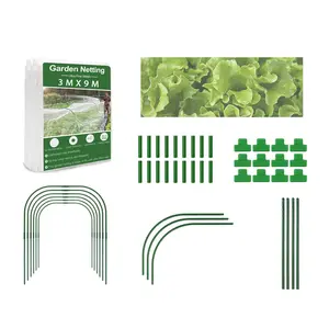 Garden Netting Kit for Raised Beds - Fine Mesh Insect Barrier, Grow Tunnel with Hoops and Clips for Greenhouse Vegetable Fruit Plant Protection