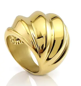 Waterproof Punk Rings for Women Engagementrings Promise rings Big Wide Chunky Statement Wedding Bands Silver and Gold Color Fashion Jewelry Gifts Women