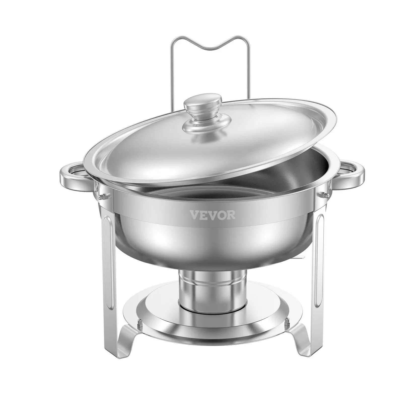 【SummerFinds】VEVOR Chafing Dish Buffet Set,  5 Qt 2 Pack, Stainless Steel Chafer with 2 Full Size Pans, Round Catering Warmer Server with Lid Water Pan Folding Stand Clip, for Weddings Parties Banquets, Silver