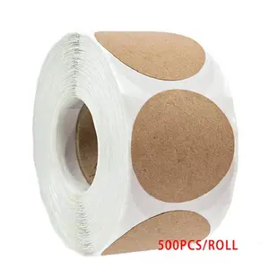 500 Pieces Roll Kraft Paper Adhesive Stickers DIY Personalized Holiday Decoration Baking Labels Envelope Gift Wrapping