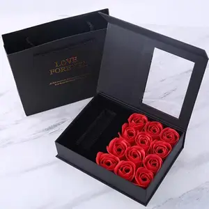 1set -Rose Bouquet Fantasy Gift Set with Butterfly Theme - "Love Forever" Elegant Paper Jewelry Box with Lid in Red- Ideal for Valentine's Day, Anniversaries & Birthdays, Valentines Decorations, Christmas, Halloween