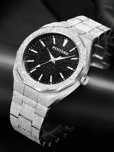 Men's Quartz Wristwatch Business Fashion Watch with Zinc Alloy Strap, Analog Display, Daily Waterproof, Battery Powered, Unisex Fashion Accessory for All Seasons