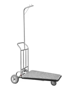 Heavy Duty Luggage Cart With 600 Lbs Capacity, Three Wheel Stainless Steel Finish, Bellman's Cart For Hotels, Airports, And Travel; Durable Rolling Trolley With Ergonomic Handle, Swivel Front Wheel, Wide Platform, Smooth Glide