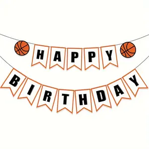Basketball Birthday Banner, Basketball Theme Happy Baby Bunting Sign, Basketball Party Decoration, Birthday Party Supplies, Party Decorations Banners