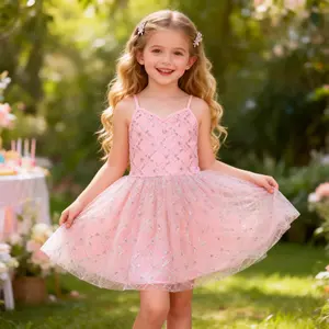 Glittery Pink Princess Dress with Spaghetti Straps | Girls' Dance Recital & Birthday Party Costume