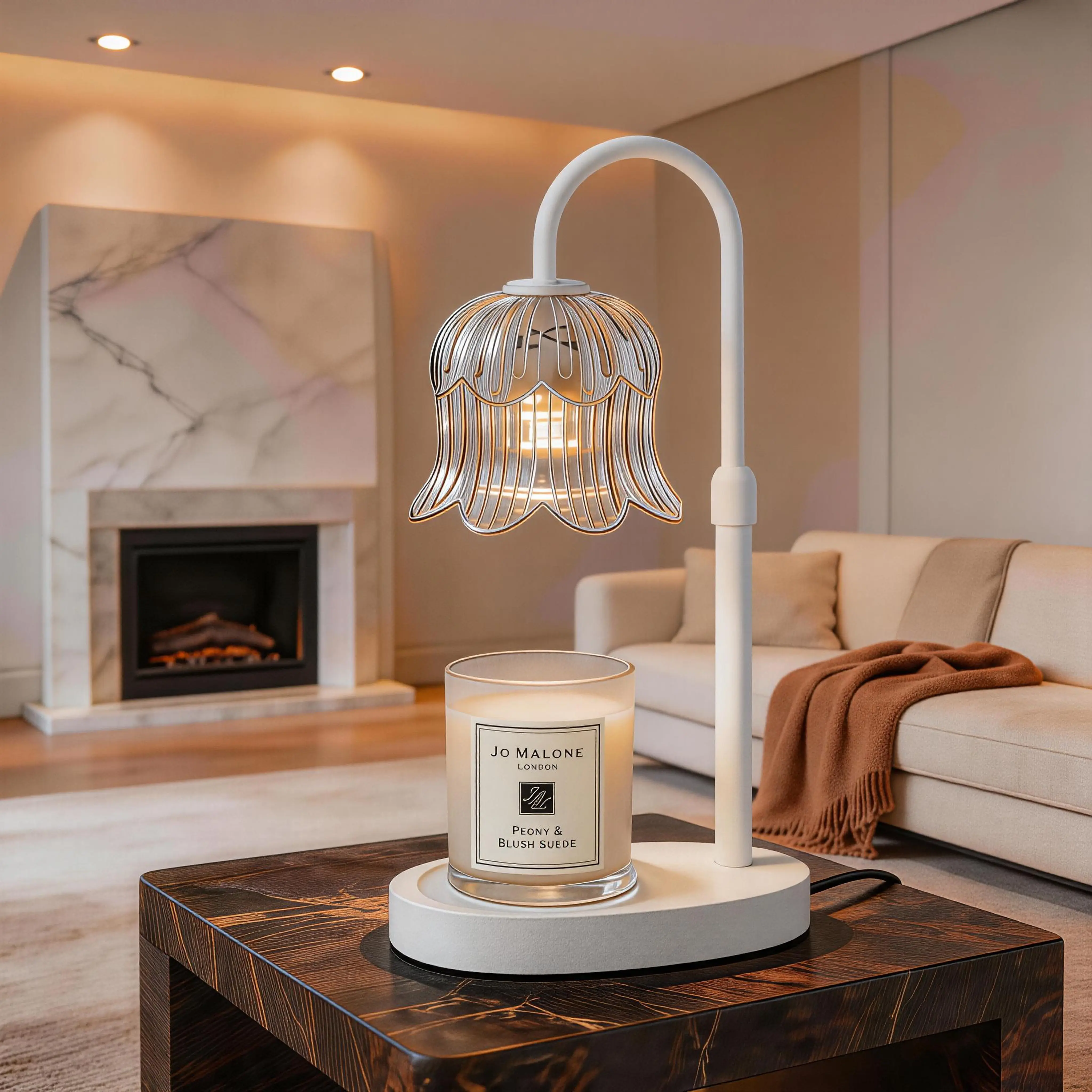 Modern Metal Flower-Shaped Candle Heating Light - Wardrobe & Room Decor, Timer, Dimmable Brightness Adjustment, Flame-Free Safety, Sweet Casual Couple Home Accessory for Home Decoration & Relaxation, TikTok Shop Seasonal Celebration Item