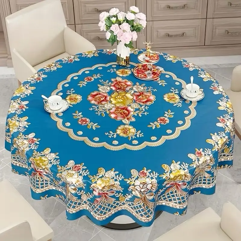 Heavy Duty Vinyl Tablecloth  with Polyester Backing Waterproof Oil-Proof Plastic Table Cloth Stain-Resistant Wipeable Table Cover for Indoor and Outdoor
