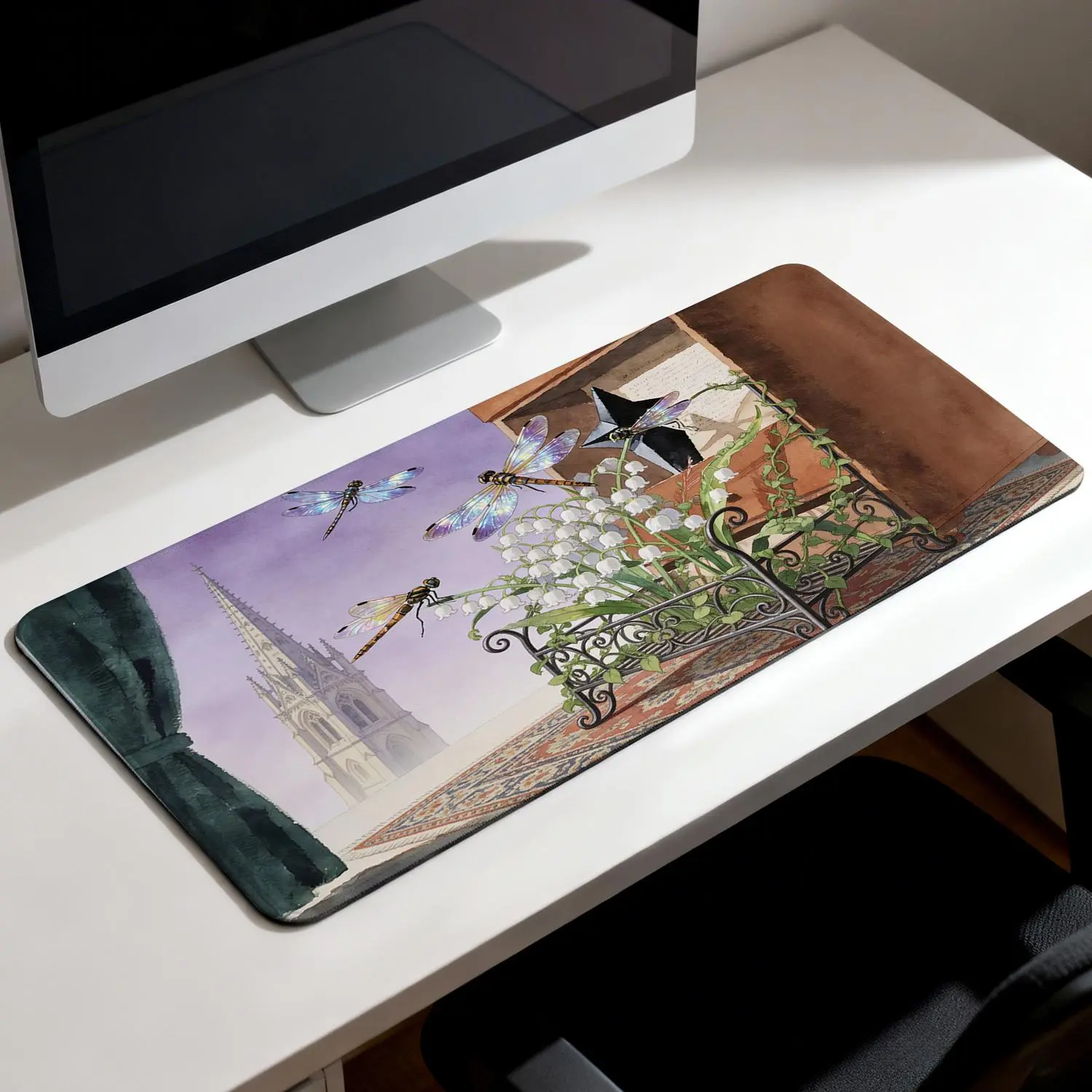 LIVEKEY XXL 40x80cm Plastic 3D Banana Design Mouse Pad for Laptop, Non-Slip Stitched Edge Rubber Base, Smooth Precision Butterfly Theme Gaming PC Office Accessory