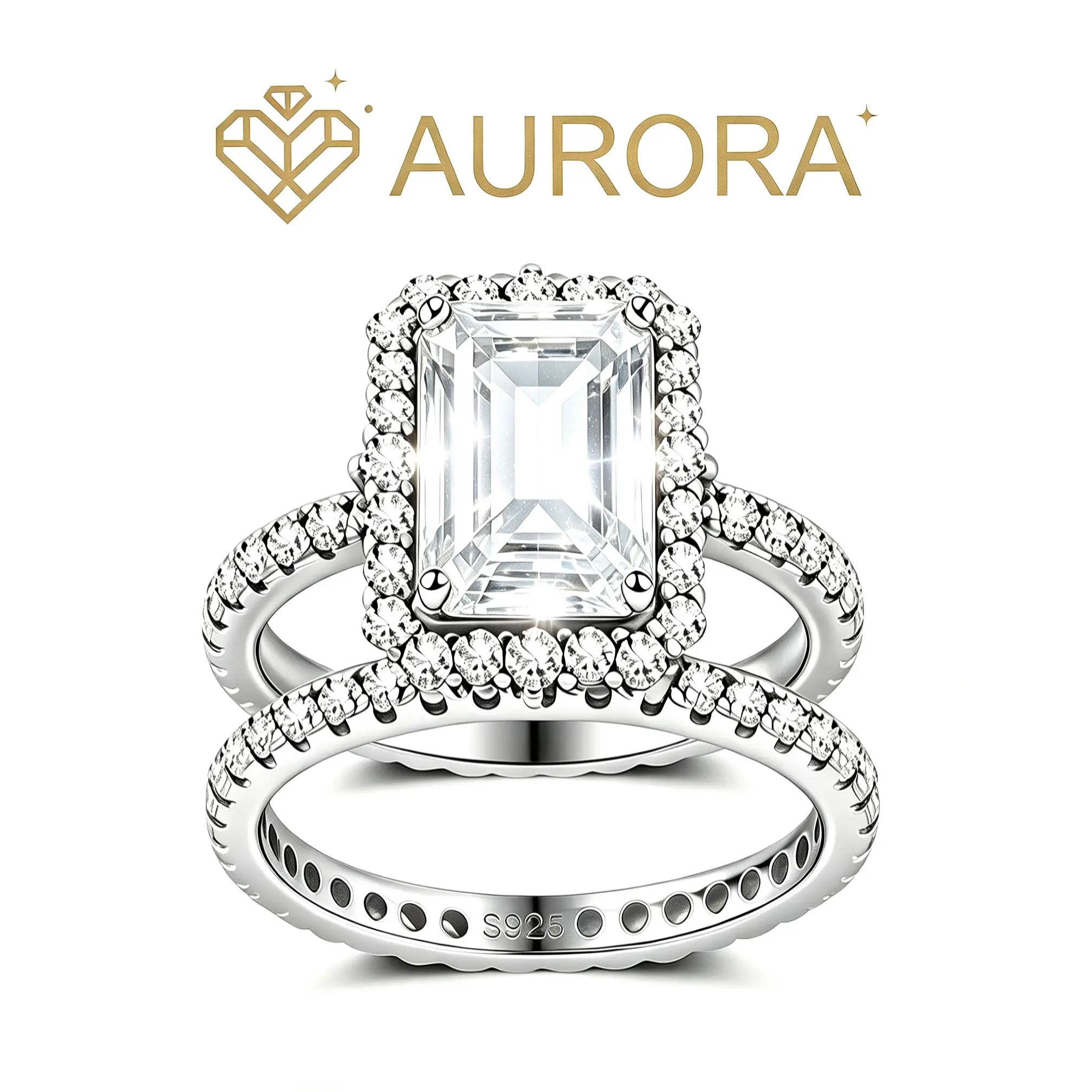 【#260 Duet】3.5ct VVS1 Grade Full Moissanite Main & Side Stone 925 Sterling Silver Engagement Ring, Valentine's Day Anniversary Gift Jewelry, Engagement Rings