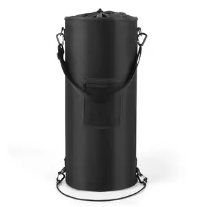 Waterproof 13 Gal Boat Trash Can with 6 Clips & Pocket, Reusable Fast Cleaning Marine Garbage Bag Holder, Pontoon Boat Accessories for Fishing, Sandbar and Camping