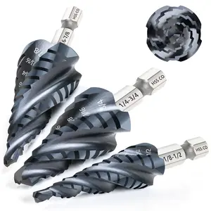 Unibit M35 Cobalt Step Drill Bit Set, Wear-Resistant TiAlN Coated, 1/8"-7/8" Unipack for Metal, Carbon Steel, Stainless Steel, Plastic (3Pcs)
