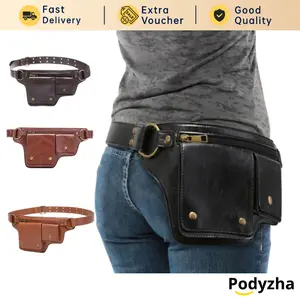 [READY STOCK]MINI Unisex PU Solid Color Zipper Fanny Pack, Fashionable Adjustable Pu Leather Sling Pouch for Daily Used, Casual Trendy Versatile High-quality Daily Commuting Bag Travel Essentials