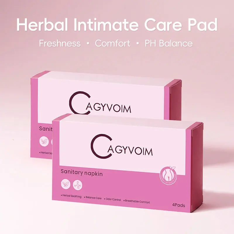 CAGYVOIM Oriental Herbal Sanitary Pads for Women, Breathable Menstrual Napkins with Odor Control and All-Day Fresh Comfort, 4 Count