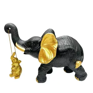 Elephant Family Resin Ornament, Resin Animal Sculptures, 1 Count Cute Animal Design Desktop Decoration, Resin Crafts Suitable for Placing in Living Room Or Bedroom