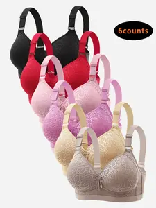 6 Piece Set Lace Backless Women's Underwear Comfortable Breathable Fit Daily Bralette Plus Size No Magnetic No Steel Cup Fixed Cups