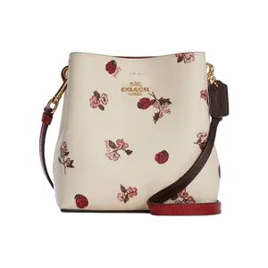 Coach Town 16 Small Crossbody Bag in White with Metal Carriage Logo and Coated Canvas