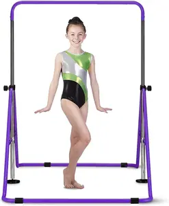 Gymnastics Bar with Mat, Foldable Gymnastics Horizontal Bar Height Adjustable, Gymnastics Equipment for  3-12 Ages, 's Gifts