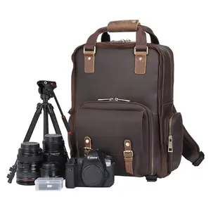 The Gaetano | Large Leather Backpack Camera Bag with Tripod Holder Accessories Adjustable