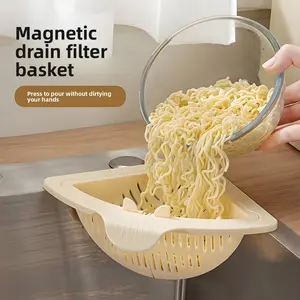 Magnetic Sink Drain Basket, Home Kitchen Food Debris Separator, Fruit Washing Filter Basket, Durable Stainless Steel Design, Kitchen Sink Strainer