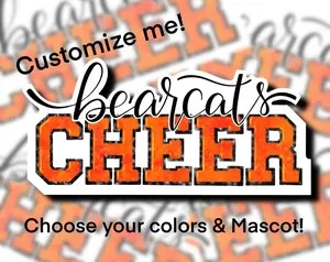 Custom Cheer Mascot Decal: Team Gift idea. Water Bottle Sticker