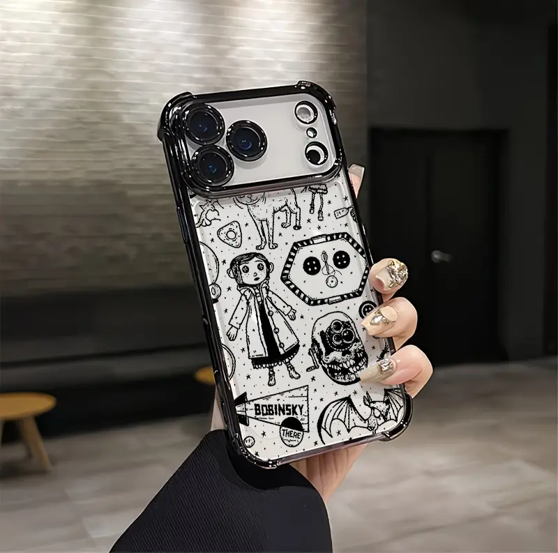 Spooky Gothic Custom Soft Silicone TPU Shockproof Phone Case with Airbag Corners, Drop Tested - Multi-Model for iPhone 17/16/15/14/13/12 Plus Pro Max Ultra, Samsung 22/23/24/25 Plus Pro Max Ultra - Vintage Trendy Handheld Electronics Accessory Gift, Iphon
