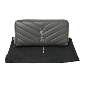 Pre-owned Yves Saint Laurent Leather Wallet Saint Laurent (YSL) Monogram Zip Around Wallet
