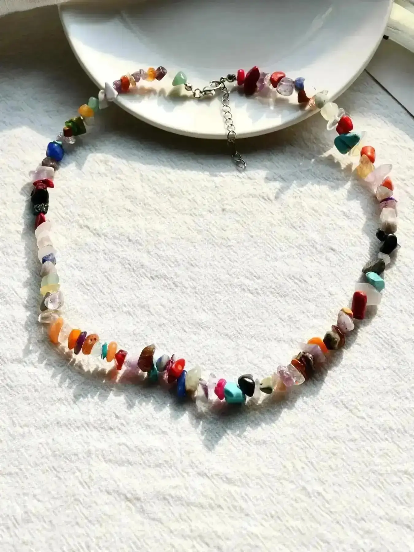 2026 New Model Random Pattern Artificial Gemstone Decor Beaded Necklace (1 Piece), Boho Style Jewelry For Women Men, Fashion Accessories Party, Daily Clothing Trendy Charms Exquisite Look Timeless Perfect Classy