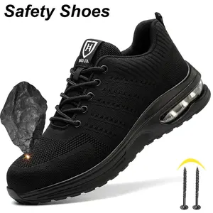 Safety Shoes Men construction Work Shoes Steel Toe shoes Lightweight Sneakers Breathable Roofing Shoes all-season outdoor Protective Boots