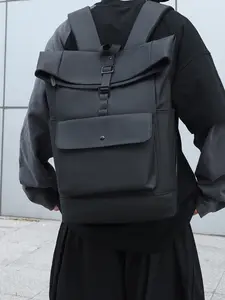 1pc Men's backpack solid color and clean color backpack buckle fashionable, versatile, casual and simple, suitable for students to go to school, work, commute, shopping, men's backpack Adjustable Backpack Trendy Backpack