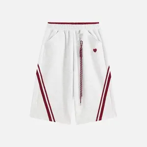 Aelfric Eden Stripe Longline Shorts High Waist Contrast Stripe Detail Baggy Fit Drawstring Closure Stretch Knit Fabric With Pockets Casual Streetwear Unisex Shorts