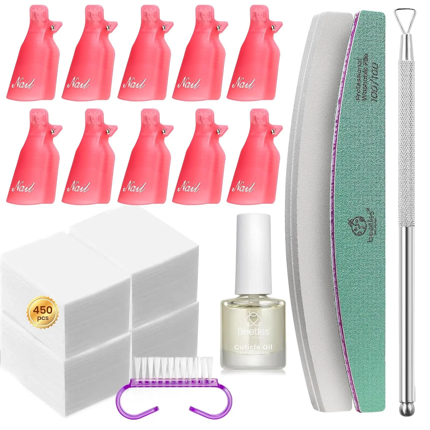 Beetles Gel Nail Polish Remover Kit, with 450 Pcs Lint Free Nail WipesManicure Cosmetic Clean Flawless #TikTokShopBacktoSchool