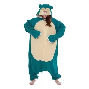 TAKARA TOMY Smile Snorlax Onesie Kigurumi Cosplay Costume Cartoon Christmas Pajamas Fleece Women Full Body Anime