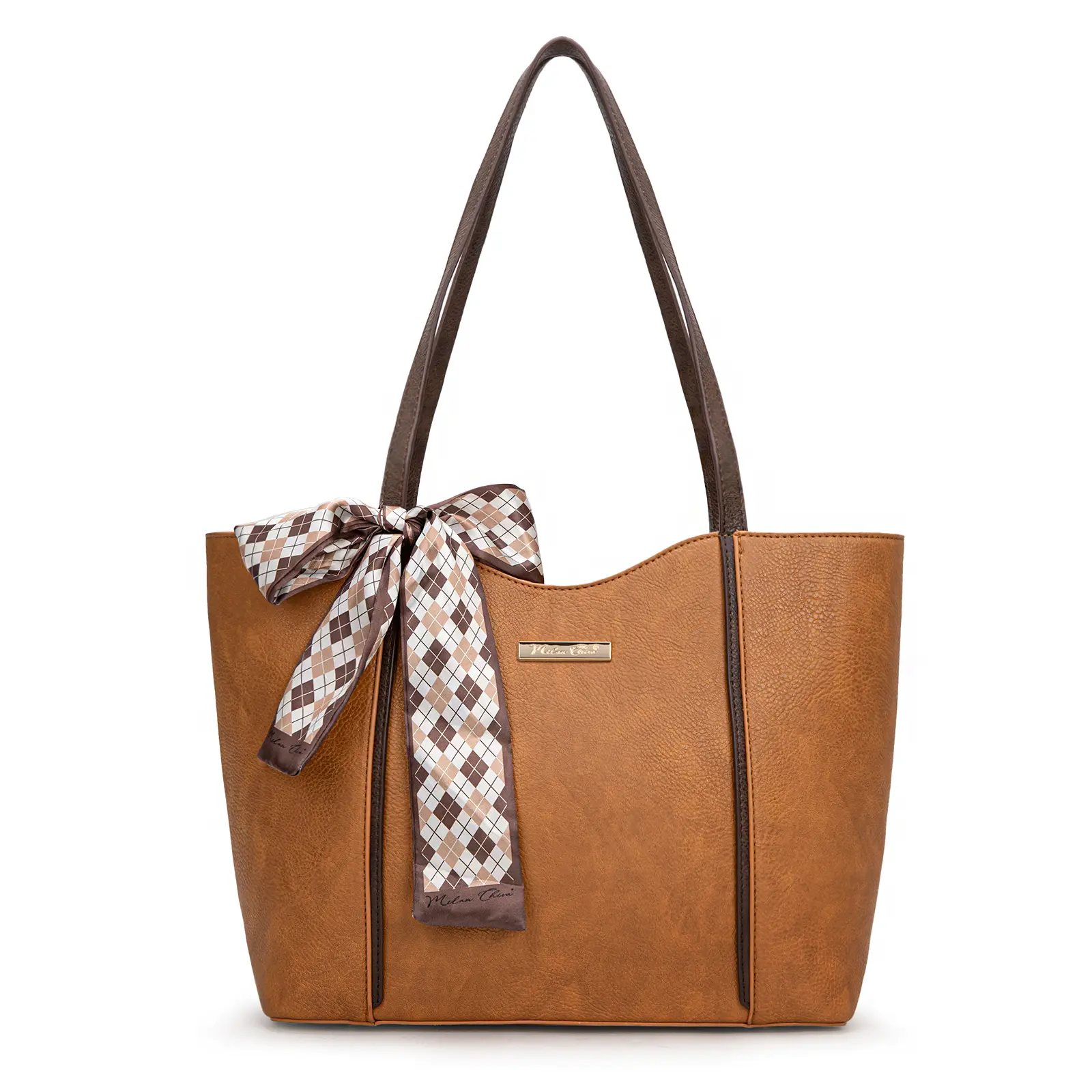 Milan Chiva Women's Medium Top Handle Tote Bag - Stylish Bow Accent Multi-Function Graphic Satchel, Everyday Shoulder Bag for Business Casual Work Use, Women's Handbag, Bags