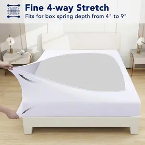 PureFit Box Spring Cover, Elastic Fitted Box Spring Wrap Around 4 Sides, Wrinkle & Fading Resistant Fits Twin Full Queen King C-King Size Beds Bedding, Alternates for Bed Skirt