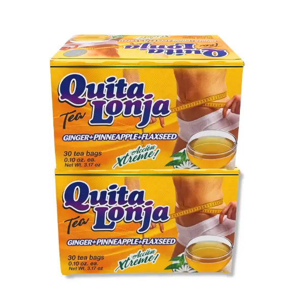 Quita Lonja Tea 2 Pack Herbal, Caffeine-Free Beverage with Ginger, Pineapple & Flaxseed - 30 Tea Bags per Box (0.10oz Each)-Action Xtreme Formula