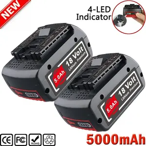 2 Packs 18V 5.0Ah Li-ion Battery BAT609 Replacement for Bosch Cordless Tools with LED Display High Energy Power Tools