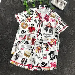 M Jackson Satin Short Pajama Set, King Of Pop Short Pajamas, Matching Family Sleepwear Set, Pajama Set For Men Women Kids
