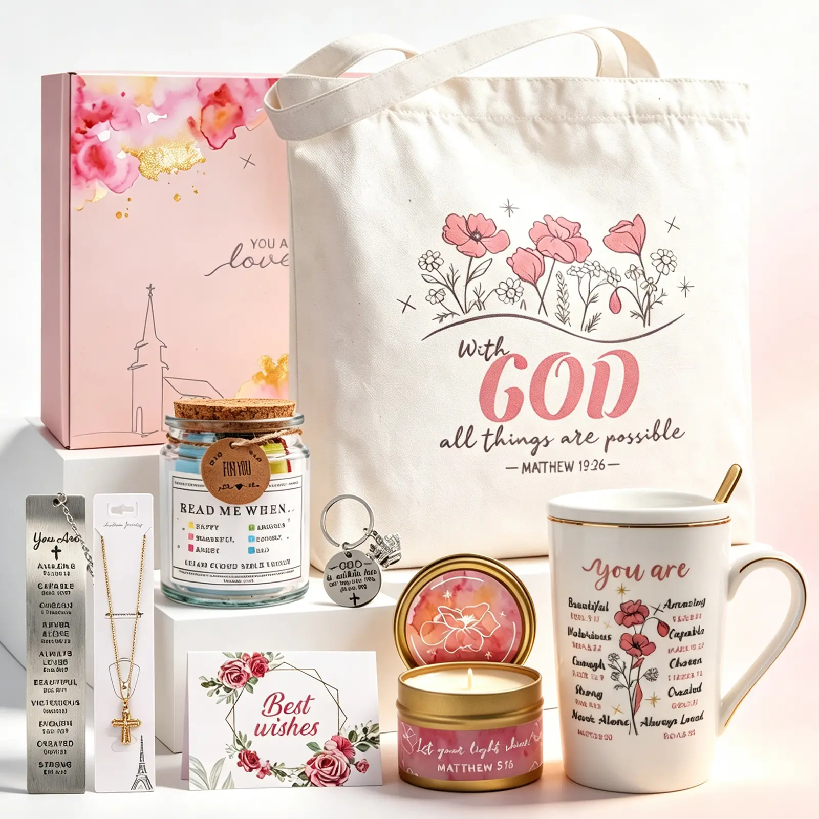 Christian Faith Gift Set for Women Bible Verse Mug Tote Bag Religious Spiritual Birthday Gift