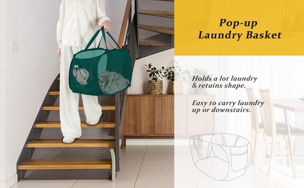 Upgraded Collapsible Mesh Pop Up Bathroom laundry basket with Sturdy Handles Side Pocket Portable Clothes Baskets for Dorm Bathroom Travel Storage Black Space Saving Breathable Durable Multi Functional Pet Friendly Hamper Set
