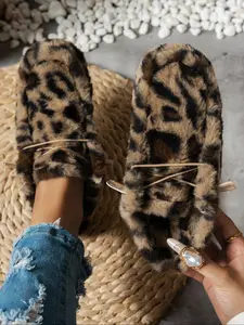 Women's Fall Winter Indoor Home Slippers, Comfortable Warm Soft Sole, Non-Slip Design for Cozy Home Wear, Fashionable Simple Style, Leopard Pattern Slippers, Home Footwear