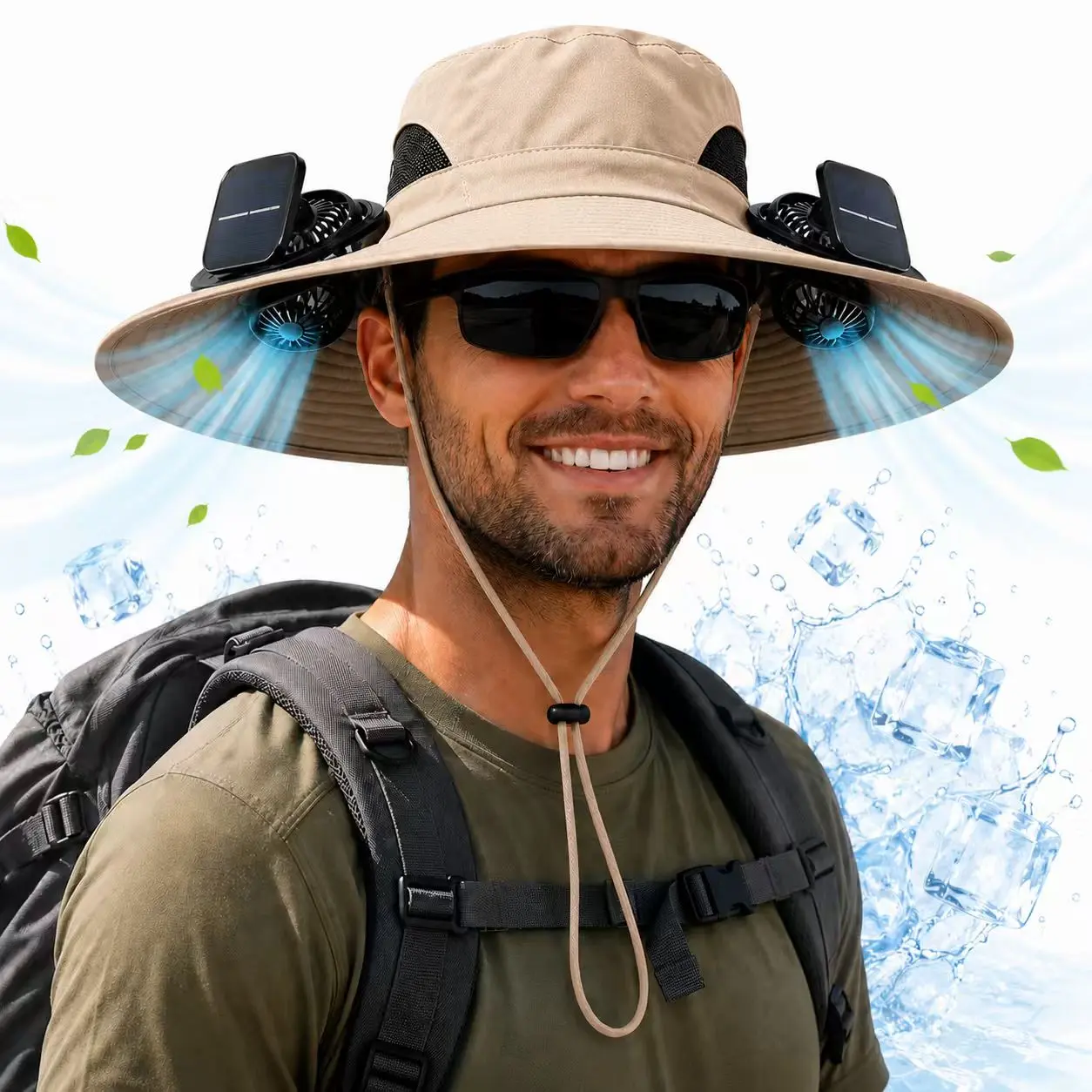 Outdoor Camping Sun Hat with 2 Fans, Suitable for Women Fishing Hat, Summer Hat, Fan Hat, Suitable for Men and Women Gardening, Beach, Travel, Camping, Sports