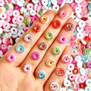 100PCS Luminous Simulated Donut Nail Charms 3D Resin Colored Flatback Donut Nail Art Supplies DIY Pendant Press-On Nails Nail Art Design