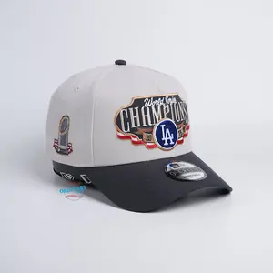 Los Angeles Dodgers World Series Champions 9FORTY Snapback Cap Cream Black Adjustable New Era LA Hat MLB