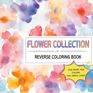 Flower Pattern Reverse Coloring Book, 30 Sheets Flower Graphic Thickened Version 100gsm Paper, Arts & Crafts Easels for Home School Office